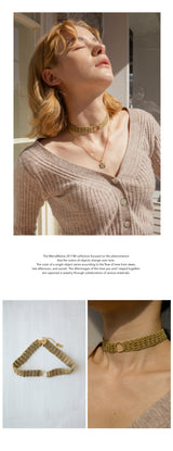 [Leeyubi] Khaki knitted choker necklace (6609516036214)