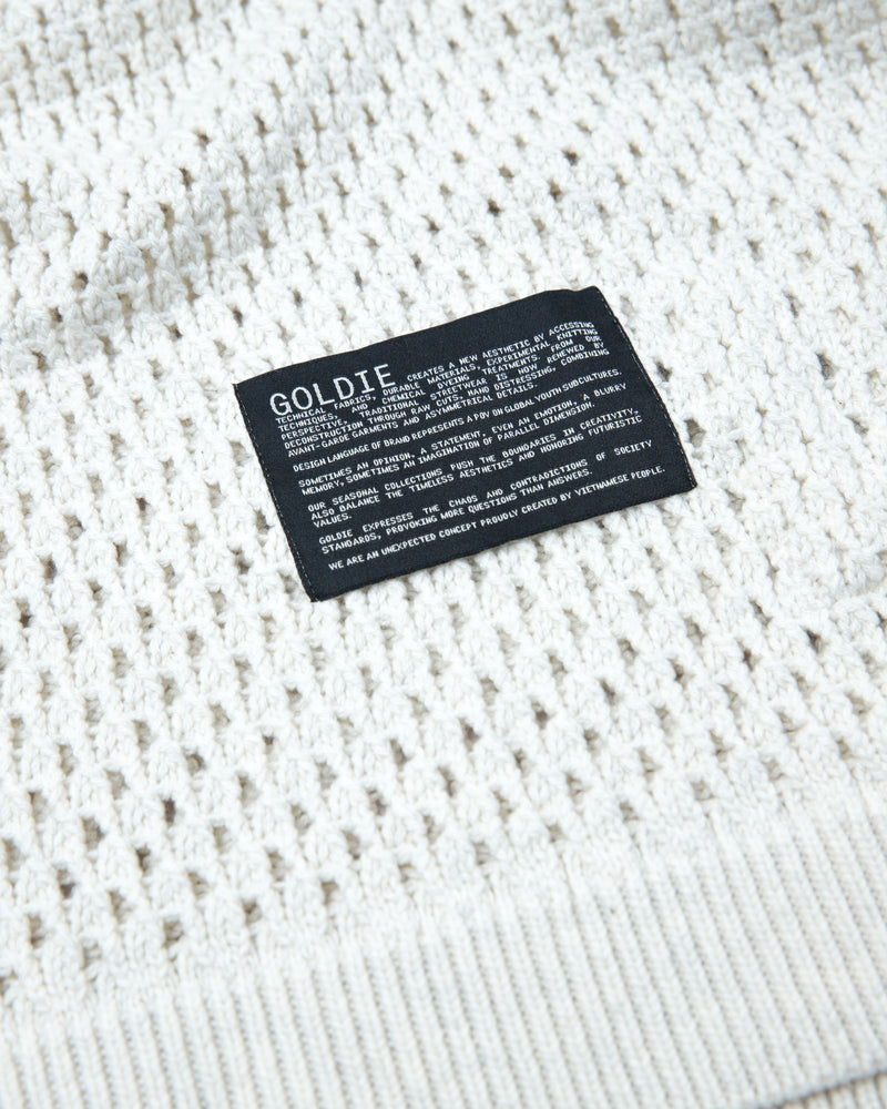 かぎ針編み長方形ホワイトスカーフ