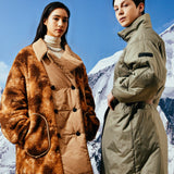 [UNISEX] Reversible Faux Fur and Double-Breasted Padded Coat (Brown) (6656402325622)