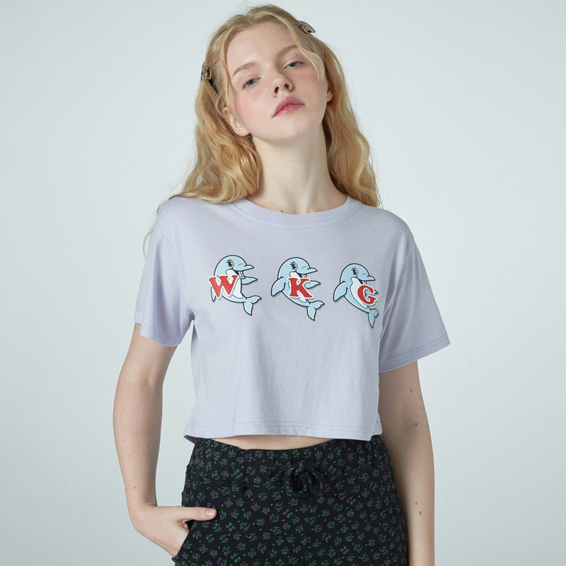 ドルフィングラフィッククロップTシャツ / WKG Dolphin graphic crop t-shirts (4548412145782)