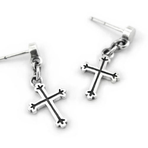 クロスシルバーイヤリング / Grapevine-D2 cross silver earring (4593028661366)