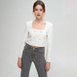 Tweed crop jacket (white) (6622524768374)