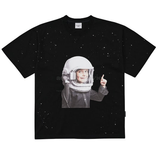 ベイビーフェイスショートスリーブTシャツ スペーストラベル / ADLV BABY FACE SHORT SLEEVE T-SHIRT BLACK SPACE TRAVEL
