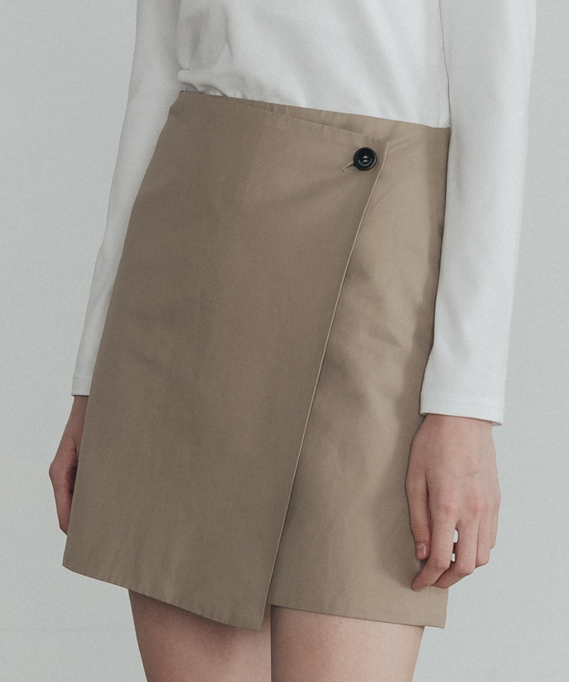 Happiness two button wrap skirt_beige