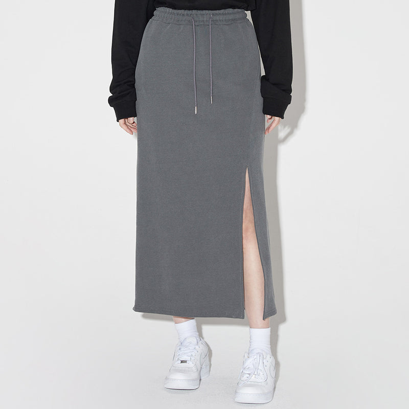 Pigment Heavy Long Skirt [CHARCOAL] (6618877886582)