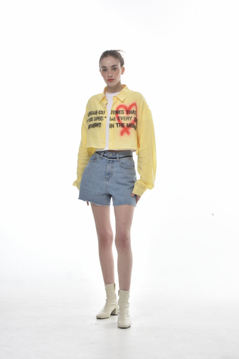 ハートクロップシャツ / heart crop shirts (yellow)