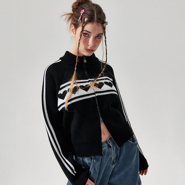 Heart track Knit Zip-up [3 Color]