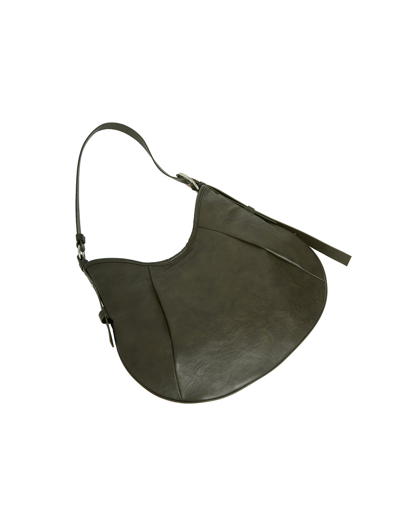 Hバックルソフトレザーダンプリングバッグ / H-Buckle Soft Leather Dumpling Bag (khaki)