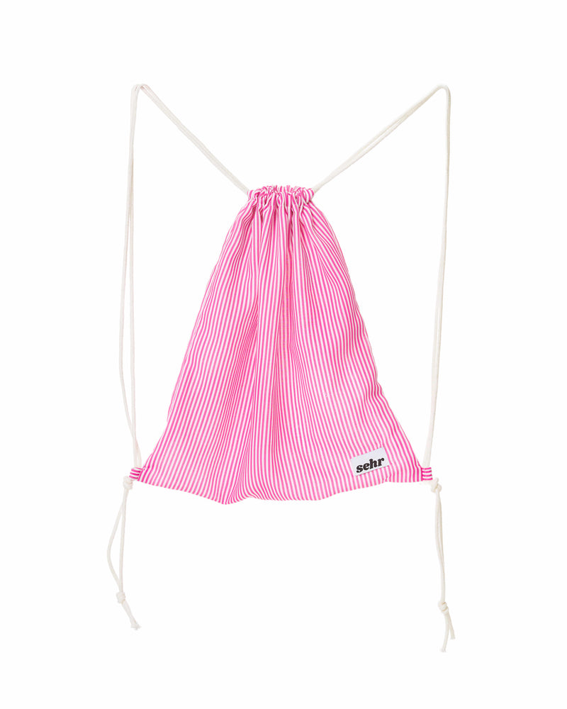 Pink Stripe String Bag