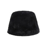 ファーロングラベルソリッドドロップバケットハット/Fur Long Label Solid Drop Bucket Hat Black