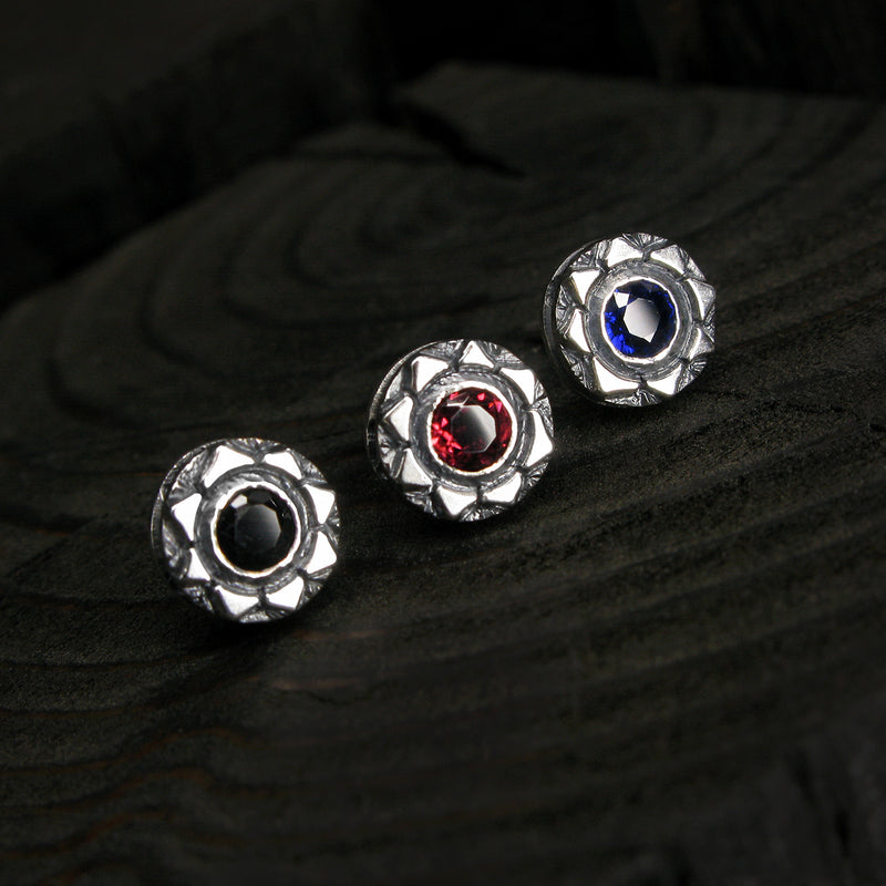サンライトS1ジェムストーンシルバースタッズイヤリング / Sunlight-S1 Gemstone silver stud earring (4593355817078)