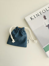 Two tone string pouch - teal blue S