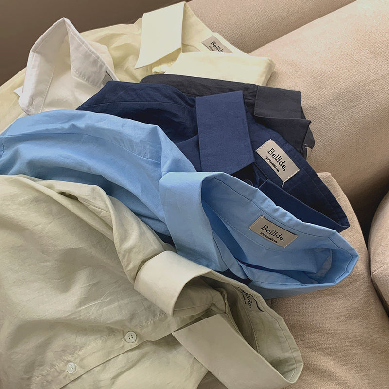 [Bellide made] Sunday Loose Fit Cropped Gauze Shirt
