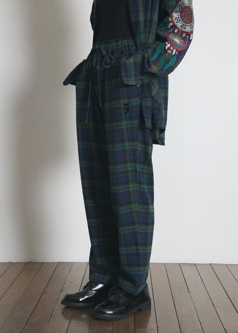 DREAMCATCHER CHECK LOOSE-FIT PANTS (Blue) / ドリームキャッチャーチェックルースフィットパンツ