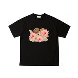 エンジェルプリントワイド半袖Tシャツ ブラック/ angel print wide short sleeve t-shirt black (4470393733238)