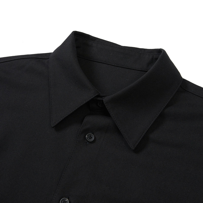 Solid Overfit Long sleeve shirt [BLACK] (6618543161462)