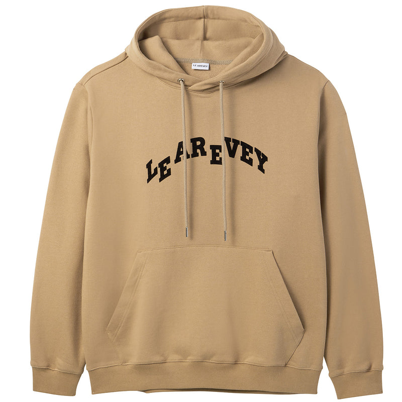 LE AREVEY ARCH LOGO HOODIE BROWN