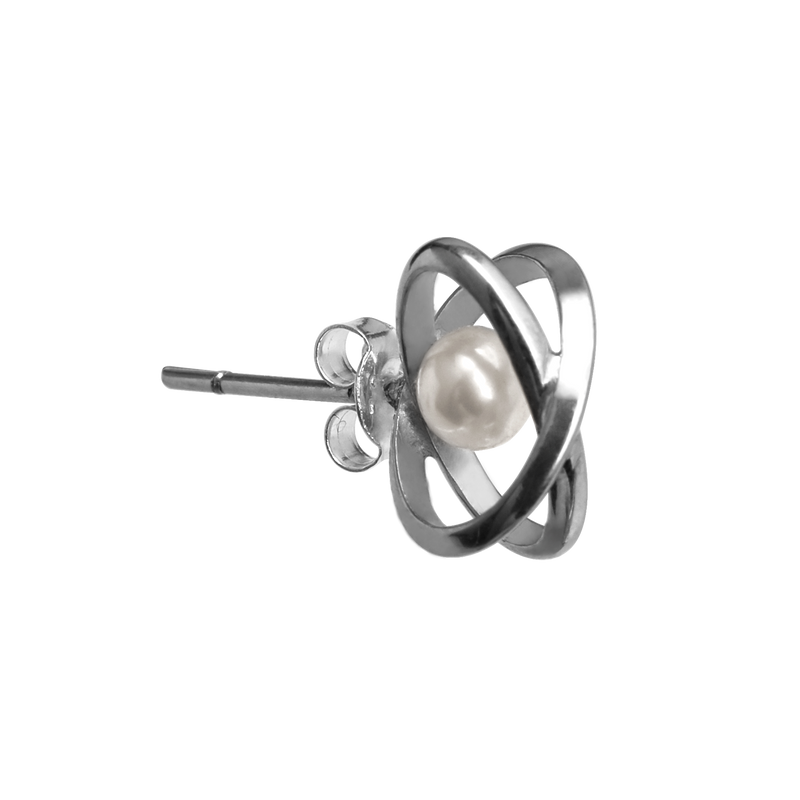 ETERNAL pearl earring (WHITE) -Single piece- (4630619783286)