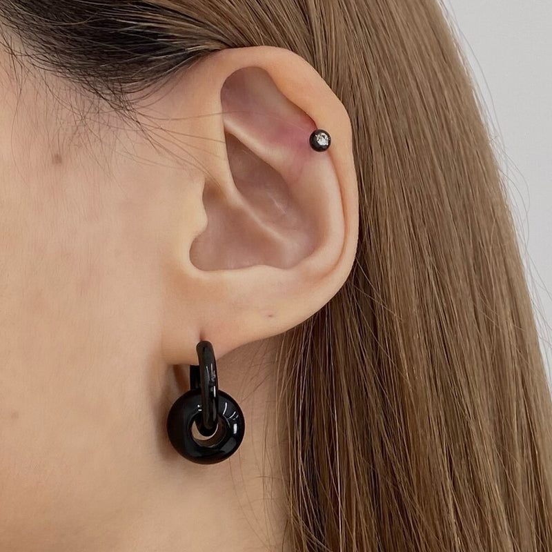 ブラックオニキスピアス/Black onyx earring