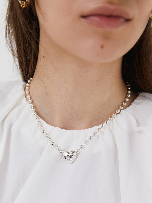 バンピーラブピアスネックレス / bumpy love pierce necklace - silver