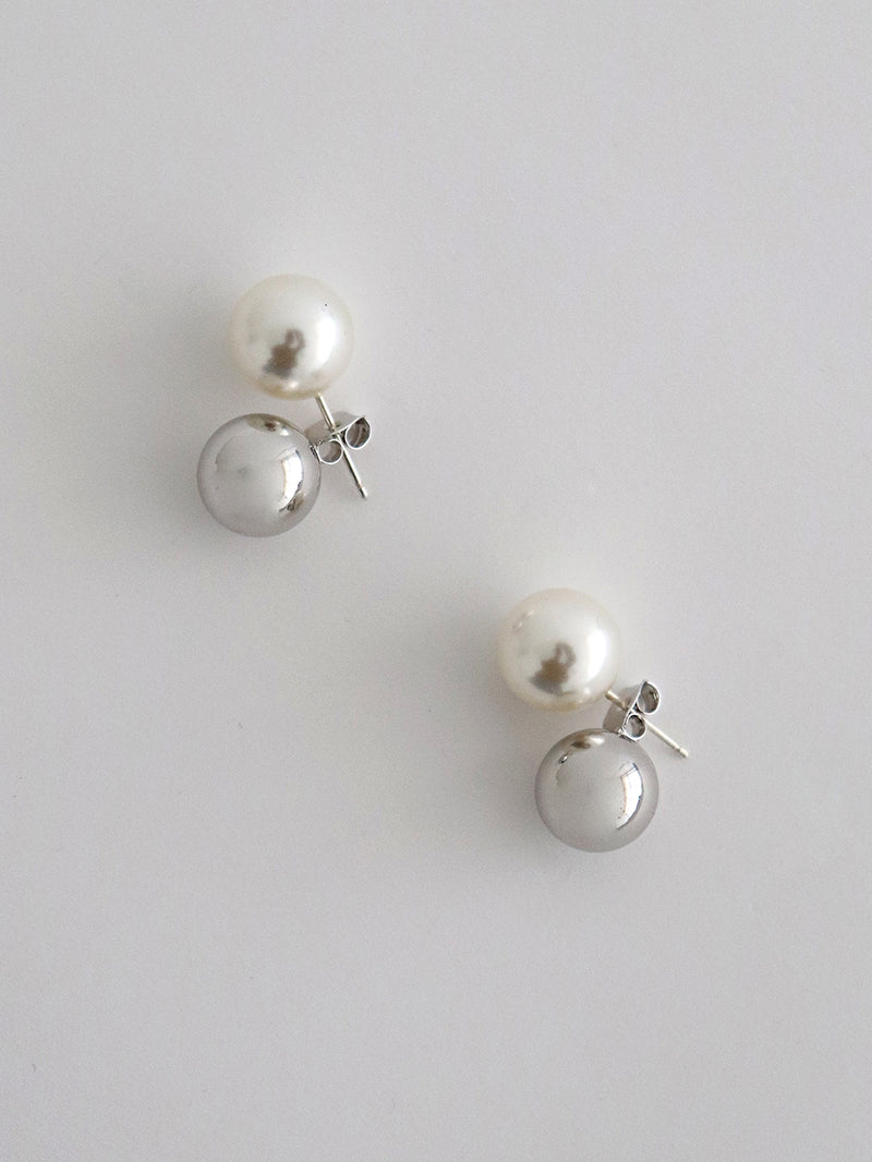 one ball earring - silver (6548425605238)