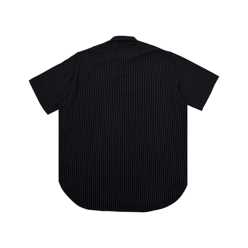 ロゴアップリケリネンベースボールシャツ/[UNISEX] Logo Applique Linen-Blend Baseball Shirt (Black)
