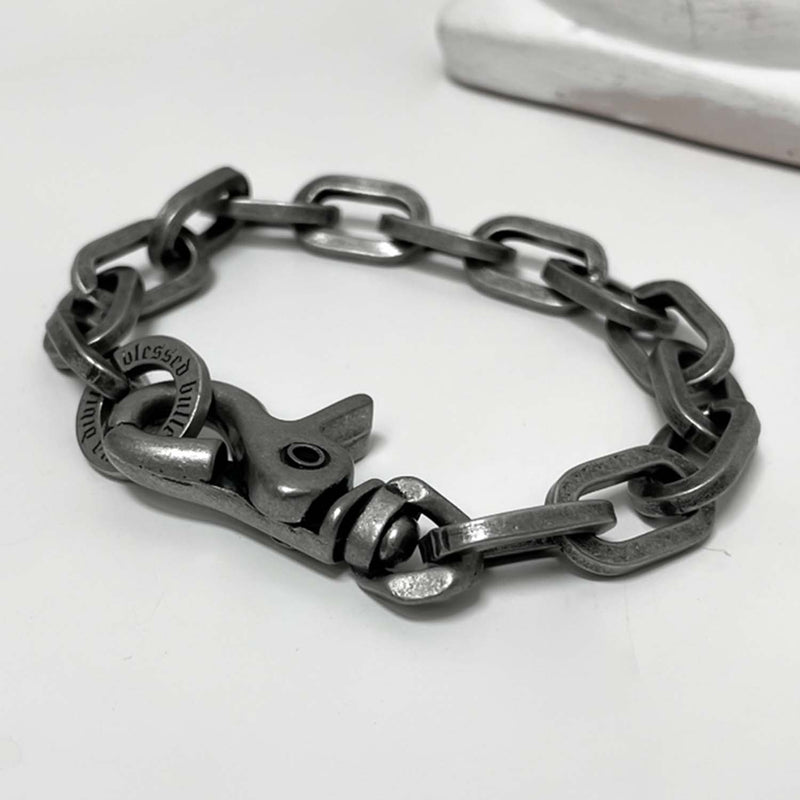11mm ラウンド チェーン リンク ブレスレット / [BLESSEDBULLET]11mm round chain link bracelet_dark silver/silver