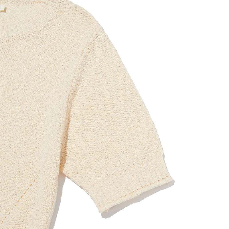 COLLECTION HALF SLEEVE CROP KNIT [IVORY]