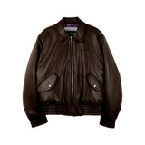 [UNISEX] 'CUL' Reversible Leather and Paisley Bomber Jacket (Dark Brown) (6656414417014)