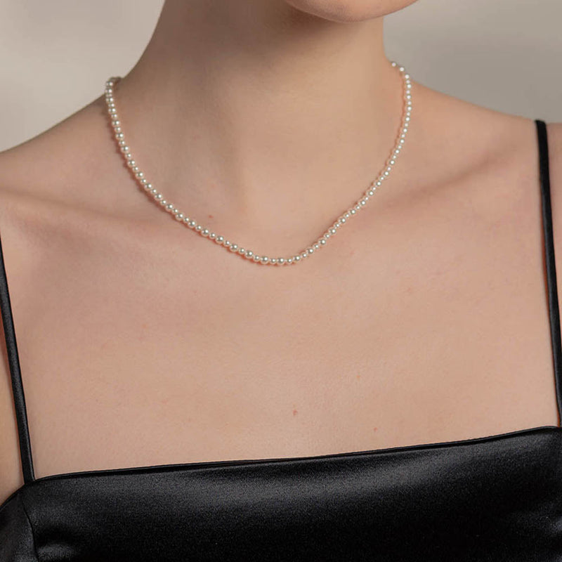 ワンタッチデイリースワロフスキーパールネックレス/Onetouch Daily Swarovski Pearl Necklace(3&4mm)1