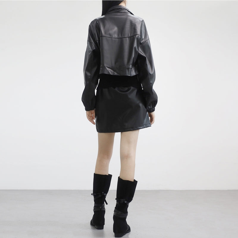 ロブレ レザー クロップド ジャケット / Roble leather cropped jacket