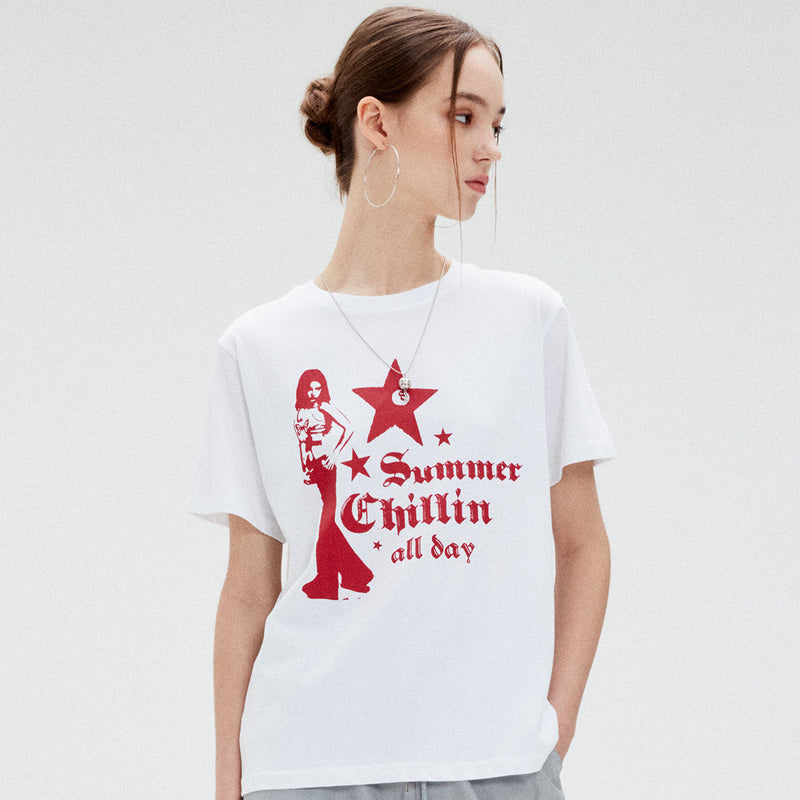 SUサマーチリンTシャツ/SU SUMMER CHILLIN TEE (WHITE)