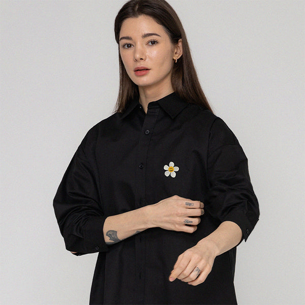 フラワードットエンブロイダリーオーバーフィットシャツ / Flower dot embroidery overfit shirt