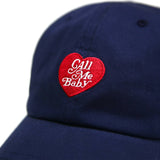 [Call me baby] ハートロゴ ベースボールキャップ / Heart Embroidery Ball Cap (Navy) (6626767798390)