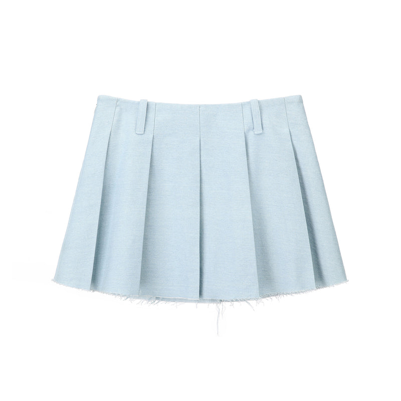 1 0 デニムプリーツスカート / 1 0  denim pleated skirt - LIGHT BLUE
