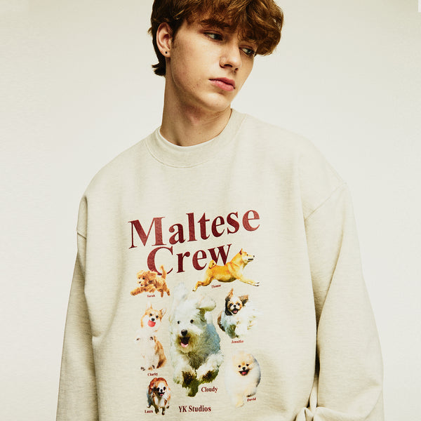 (裏起毛)マルチーズクルースウェットシャツ/(Napping)Maltese crew sweatshirts