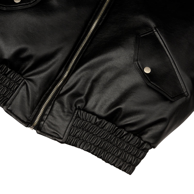 [UNISEX] CUL Reversible Leather and Paisley Bomber Jacket (Black)