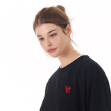 3Dモノグラムレッド刺繍Tシャツ/3D Monogram Red Embroidery T-Shirts Black