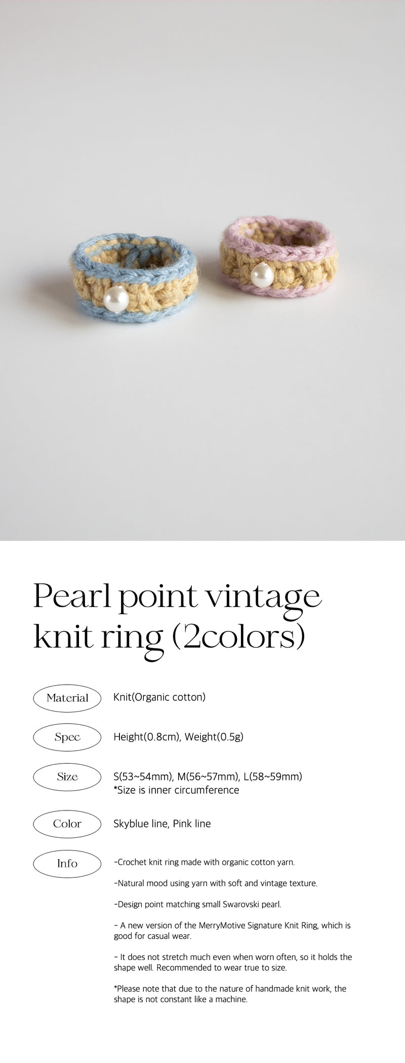 パールポイントビンテージニットリング/Pearl point vintage knit ring (2colors)