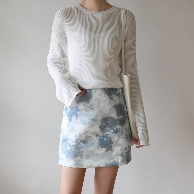 (SK-4387) Cloud Mini Skirt (6563196043382)