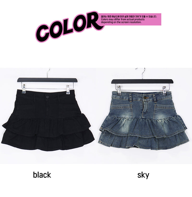 tell me denim skirt (2color/속바지)