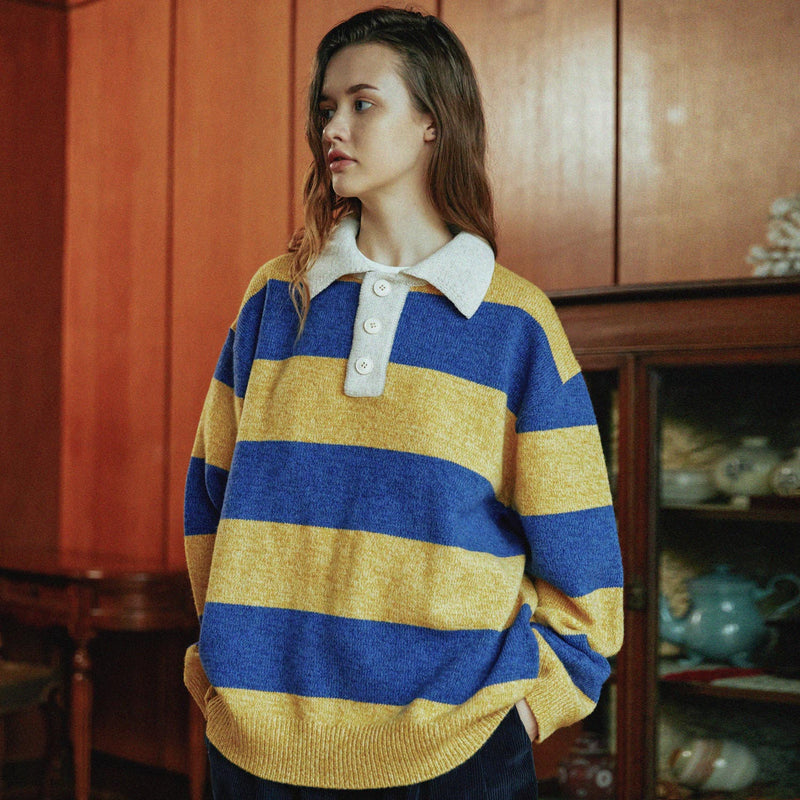 Rugby stripe collar wool knit (6622868799606)