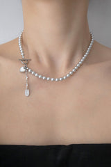 ハートポイントシルバーパールネックレス/Heart point silver pearl necklace