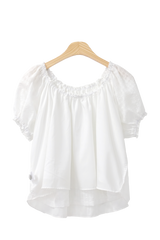 [MADE]リリーサマーツーウェイオフショルダーパフクロップド半袖ブラウス(2color) / [MADE] Lily Summer Two-Way Off-Shoulder Puff Cropped Short-Sleeved Blouse (2 colors)