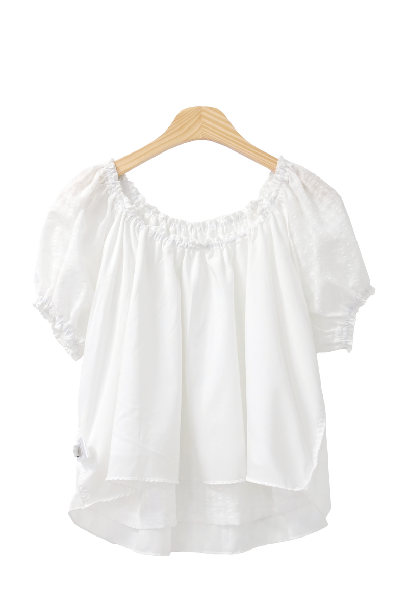 [MADE] Lily Summer Two-Way Off-Shoulder Puff Cropped Short-Sleeved Blouse (2 colors)