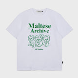 マルチーズアーカイブライングラフィックハーフスリーブTシャツ / Maltese archive line graphic half sleeve tshirts