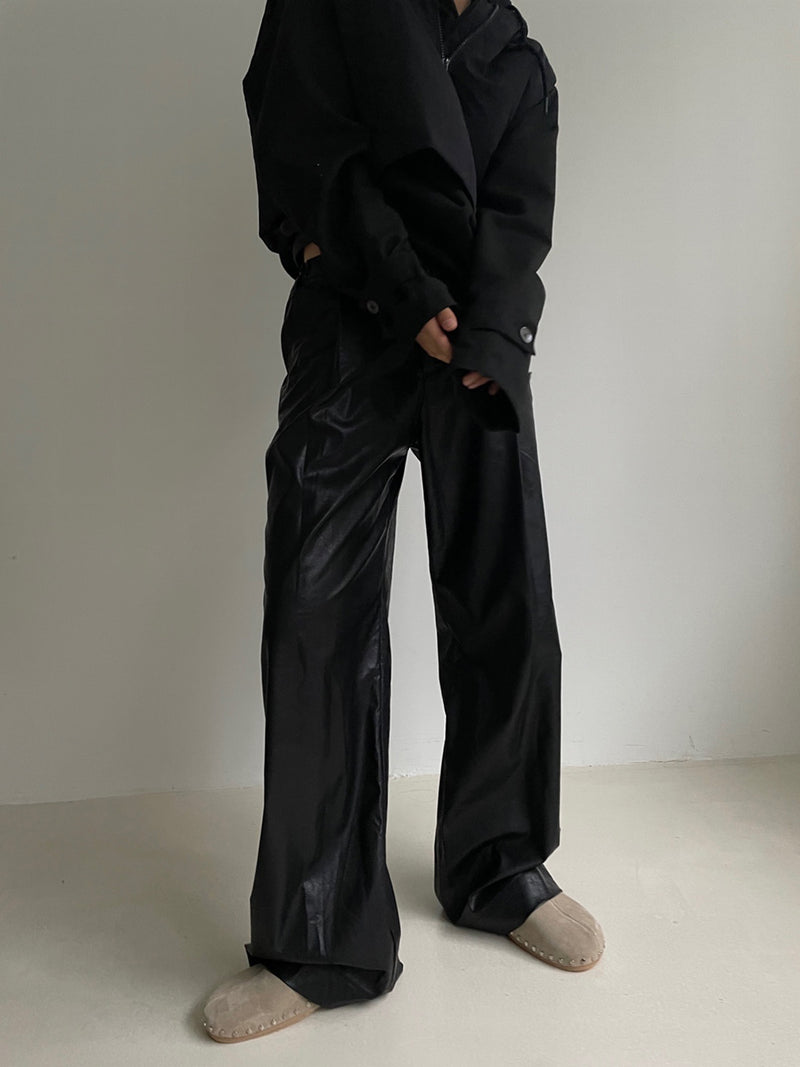 レザーワイドスラックス / ASCLO Leather Wide Slacks (2color)