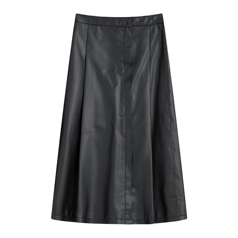 Double Line Pointed Leather  Long Skirt