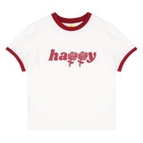 Happy two-tone crop T shirts [Red] (6535244284022)