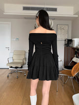 Black off-shoulder hidden dress